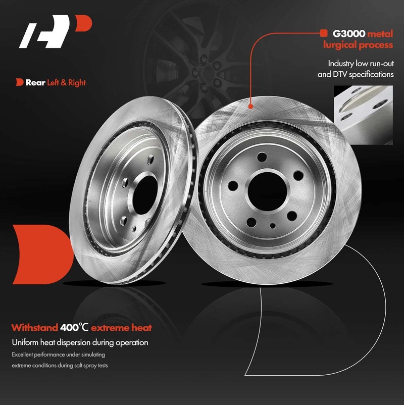 A-Premium 12.4 inch(315 mm) Rear Vented Disc Brake Rotors + Ceramic Pads Kit Compatible with Select Cadillac and Chevrolet Models - CTS 2008 2009 2010 2011 2013 2013 2014, Camaro 2010-2015, 6-PC Set - Image 5