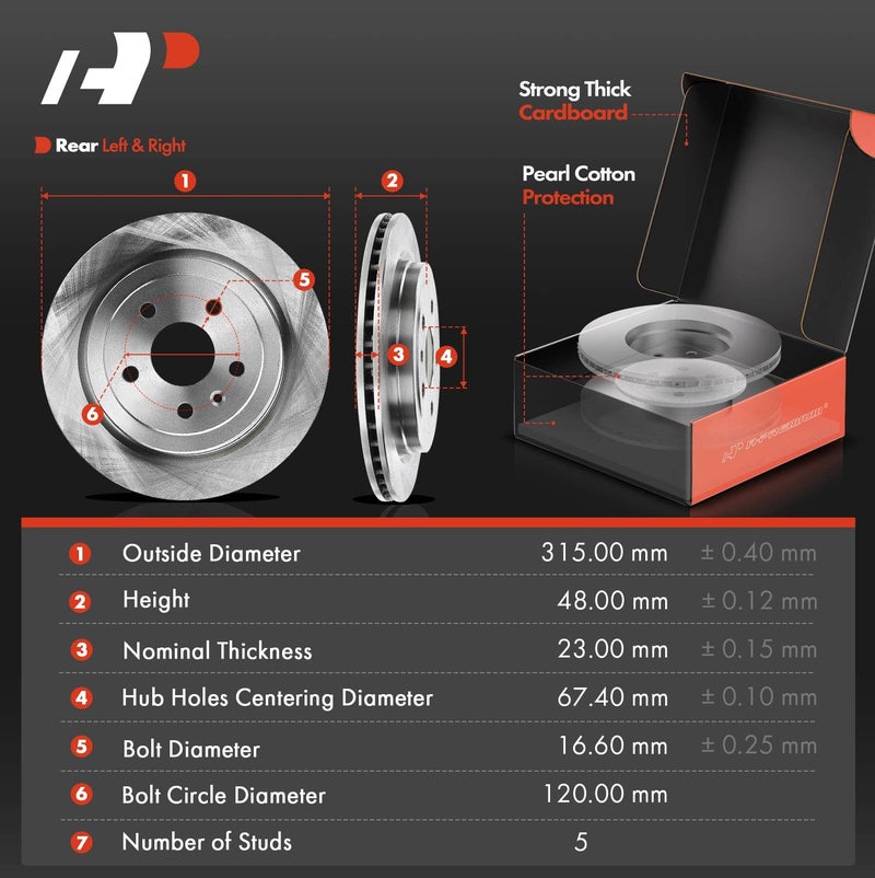 A-Premium 12.4 inch(315 mm) Rear Vented Disc Brake Rotors + Ceramic Pads Kit Compatible with Select Cadillac and Chevrolet Models - CTS 2008 2009 2010 2011 2013 2013 2014, Camaro 2010-2015, 6-PC Set - Image 2