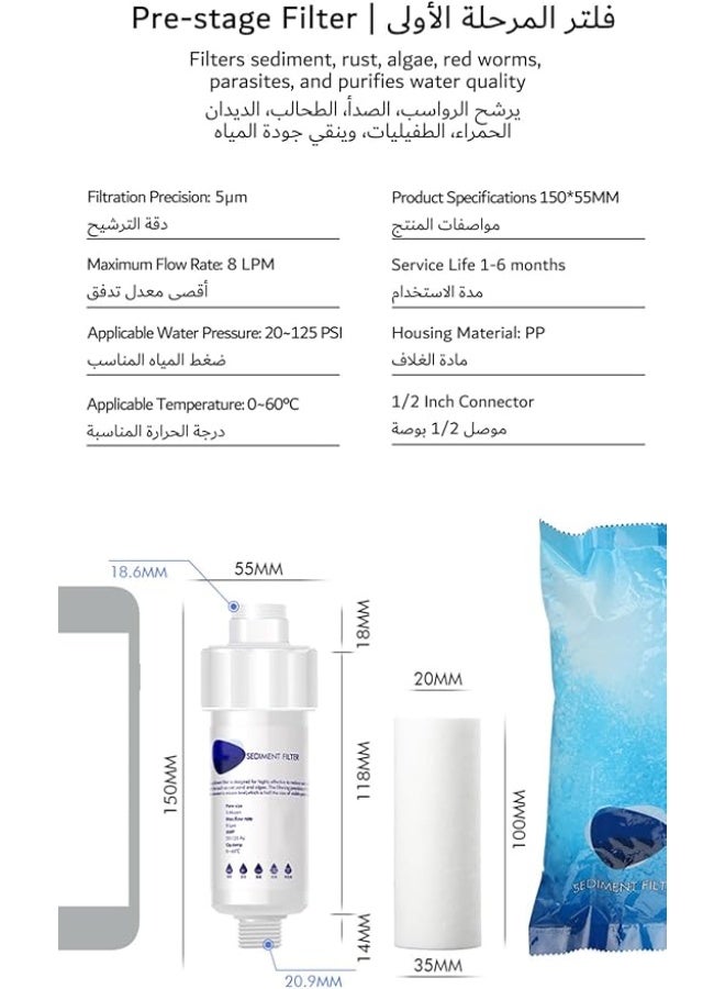 Replacement Water Filter Cartridge Made of Polypropylene Cotton, 5 Micron Filtration – Removes Rust, Sediment, Chlorine, and Impurities – Compatible with Shower Filters and Home Water Purification Systems – High-Efficiency Water Filter for Cleaner and Healthier Water - Image 3
