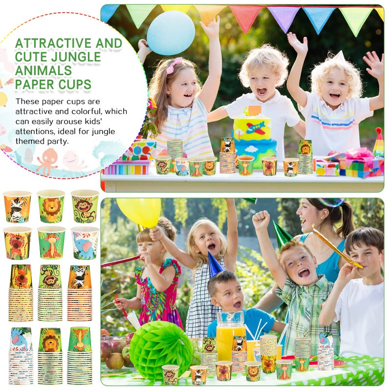 Amyhill 100 Pcs 9oz Paper Disposable Cups for Kids Animals Bathroom Cups Small Colorful for Party Picnic Barbecues Travel Events Hot Cold Drinks - Image 5