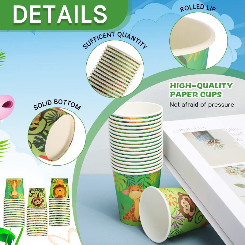 Amyhill 100 Pcs 9oz Paper Disposable Cups for Kids Animals Bathroom Cups Small Colorful for Party Picnic Barbecues Travel Events Hot Cold Drinks - Image 4