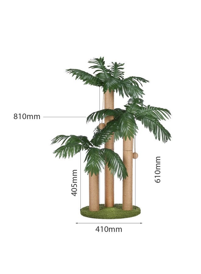 LEMONDA 31.5Inch Cat Scratching Post,Cat Scratcher Tree with 3 Scratching Poles & 2 Interactive Dangling Balls,Cats Scratching Posts for Indoor Kitten & Adult Cats - Image 3