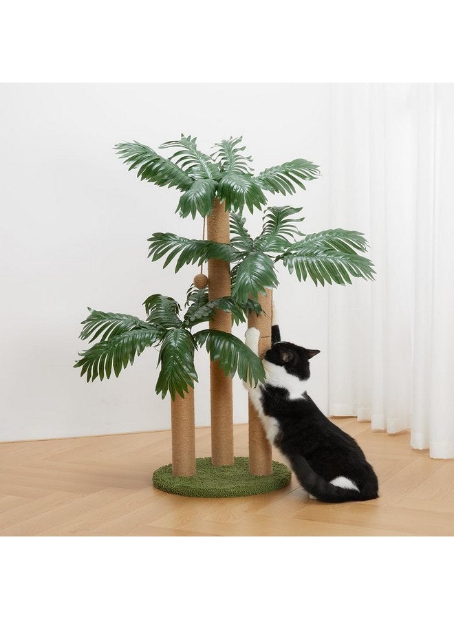 LEMONDA 31.5Inch Cat Scratching Post,Cat Scratcher Tree with 3 Scratching Poles & 2 Interactive Dangling Balls,Cats Scratching Posts for Indoor Kitten & Adult Cats - Image 4