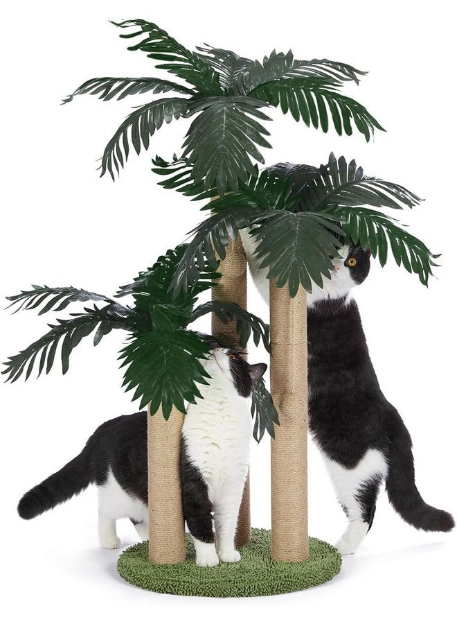 LEMONDA 31.5Inch Cat Scratching Post,Cat Scratcher Tree with 3 Scratching Poles & 2 Interactive Dangling Balls,Cats Scratching Posts for Indoor Kitten & Adult Cats - Image 1