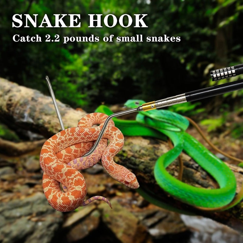 Wamlet Snake Grabber Hook Reptile Rattle Series Pick-up Handling Tool Kit for Catching Controlling or Moving Snakes (Black) - Image 2