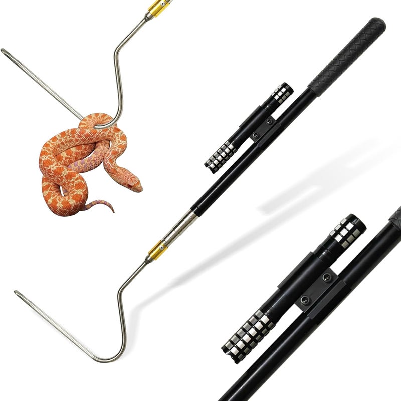 Wamlet Snake Grabber Hook Reptile Rattle Series Pick-up Handling Tool Kit for Catching Controlling or Moving Snakes (Black) - Image 1