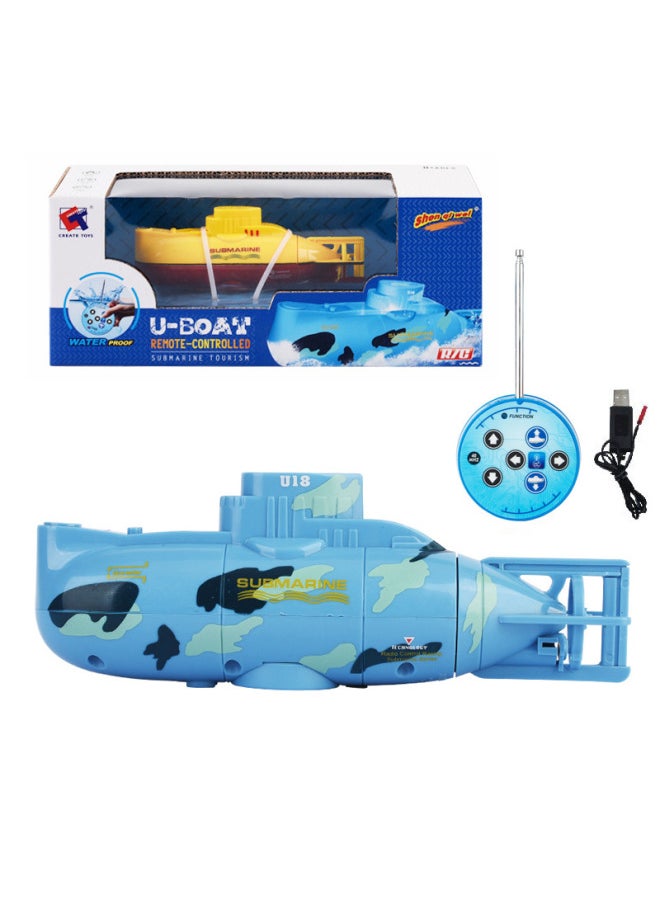 Mini Electric Submarine Remote Control Boat 6-Channel Remote Controller Full Waterproof Model Children's Water Play Summer Toy-Color:26cm Twin Vortex Jet Speedboat Blue  - Image 5