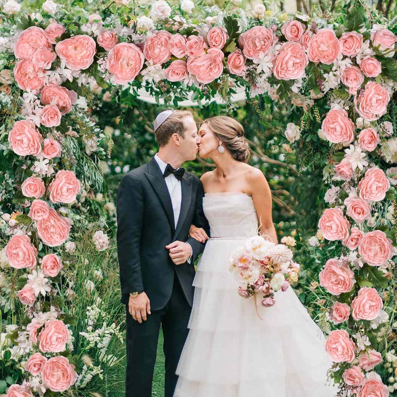 DearHouse 2Pack Artificial Peony Flower Garland - Silk Peony Garland with Pink Flowers for Wedding Party Table Decoration,6ft/Strand - Image 5