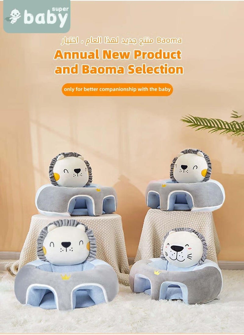 سوبر بيبي مقعد دعم للجلوس للأطفال، كرسي تعلمي للرضع يحمي الرأس - مصنوع من نسيج كريستالي مسامي، ومحشو بقطن الريش، هدية مثالية للطفل الصغير لتعلم الجلوس - Image 3