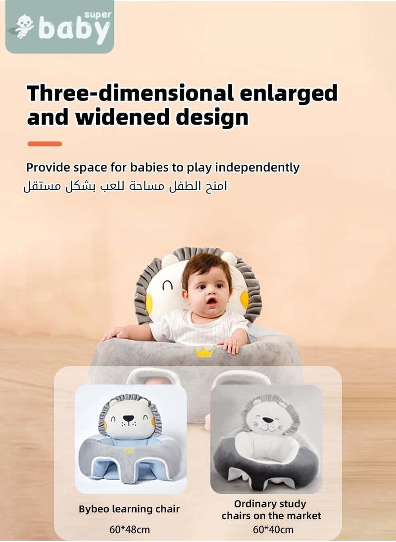 سوبر بيبي مقعد دعم للجلوس للأطفال، كرسي تعلمي للرضع يحمي الرأس - مصنوع من نسيج كريستالي مسامي، ومحشو بقطن الريش، هدية مثالية للطفل الصغير لتعلم الجلوس - Image 4
