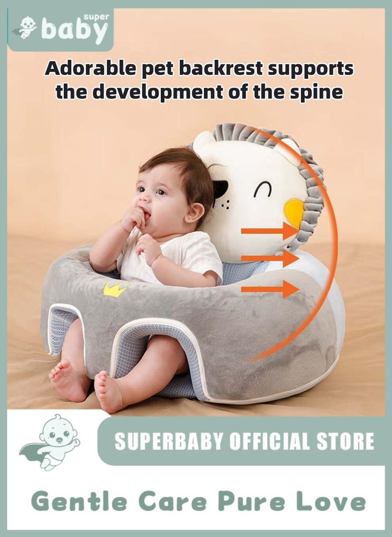 سوبر بيبي مقعد دعم للجلوس للأطفال، كرسي تعلمي للرضع يحمي الرأس - مصنوع من نسيج كريستالي مسامي، ومحشو بقطن الريش، هدية مثالية للطفل الصغير لتعلم الجلوس - Image 1