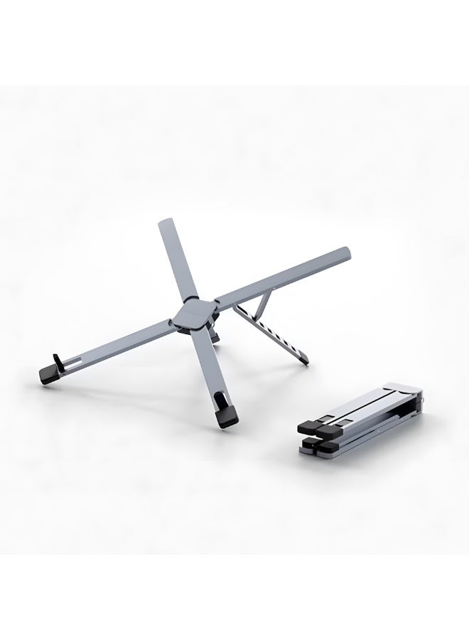 Laptop Stand For Desk Aluminum Alloy Adjustable Laptop Holder Ergonomic Portable Foldable Lightweight Notebook Stand For Desk Compatible With Macbook Pro Macbook Air Chromebook Matebook Etc - Image 1