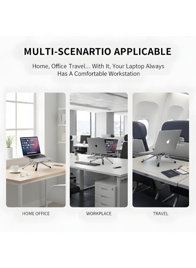 Laptop Stand For Desk Aluminum Alloy Adjustable Laptop Holder Ergonomic Portable Foldable Lightweight Notebook Stand For Desk Compatible With Macbook Pro Macbook Air Chromebook Matebook Etc - Image 2