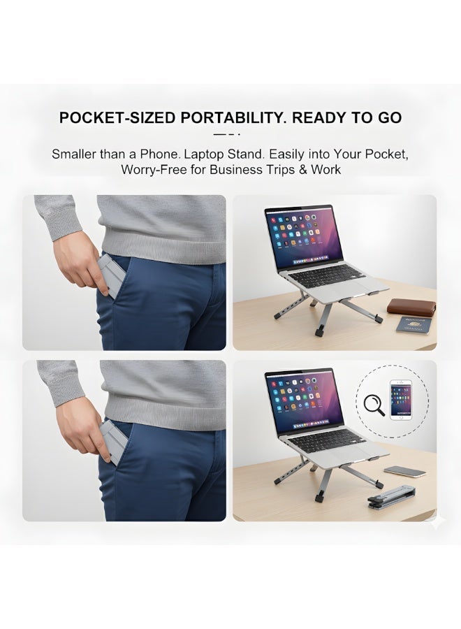 Laptop Stand For Desk Aluminum Alloy Adjustable Laptop Holder Ergonomic Portable Foldable Lightweight Notebook Stand For Desk Compatible With Macbook Pro Macbook Air Chromebook Matebook Etc - Image 5
