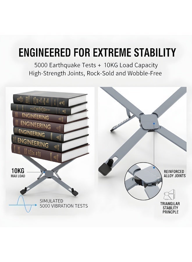 Laptop Stand For Desk Aluminum Alloy Adjustable Laptop Holder Ergonomic Portable Foldable Lightweight Notebook Stand For Desk Compatible With Macbook Pro Macbook Air Chromebook Matebook Etc - Image 4