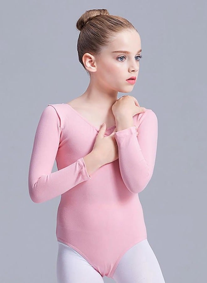 MdnMd Girls Classic Long Sleeve Leotard for Ballet Dance Gymnastics Toddler Kids, Ballet Pink - Long Sleeve, 2 - 4 Years - Image 3