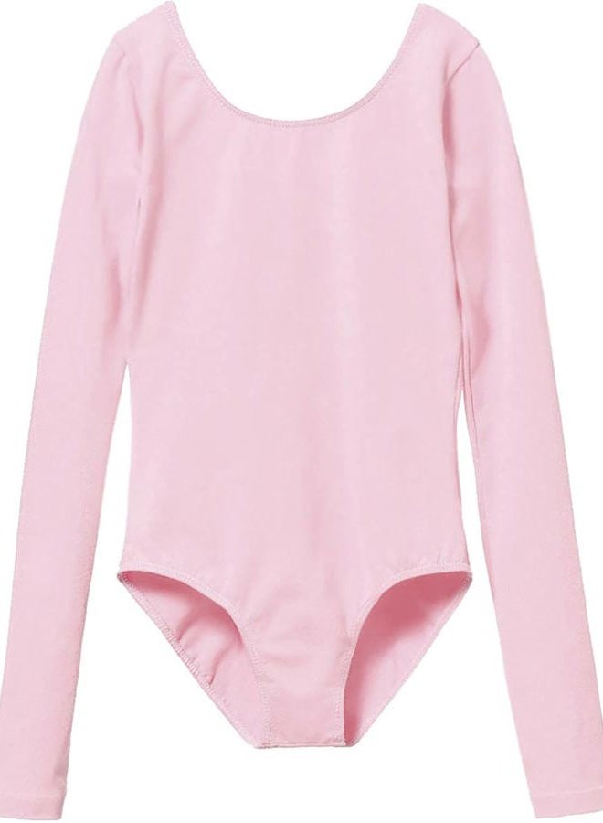 MdnMd Girls Classic Long Sleeve Leotard for Ballet Dance Gymnastics Toddler Kids, Ballet Pink - Long Sleeve, 2 - 4 Years - Image 1