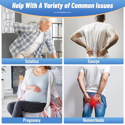 CloudBliss Donut Pillow Seat Cushion for Tailbone Pain Relief and Hemorrhoids, Memory Foam Chair Cushion for Postpartum Pregnancy, Seat Cushions for Men and Women for Home & Office, (Blue) - Image 4