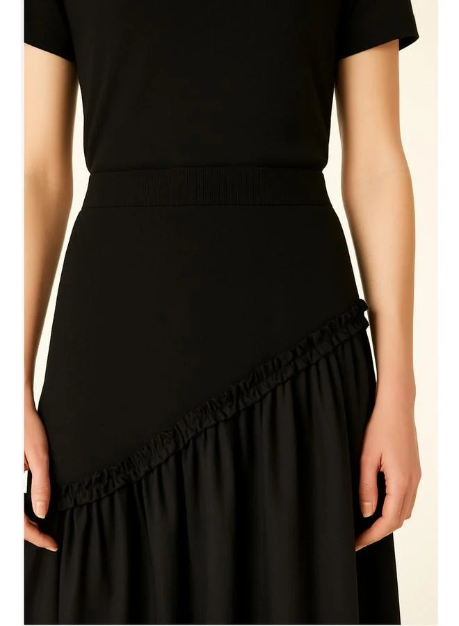 Mısırlı 1951  Black Long Skirt with Contrast Fabric. for Women | Best Price UAE