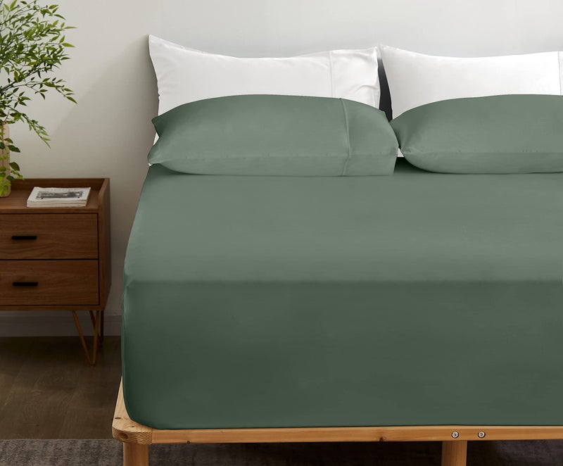 GOKOTTA 100% Bamboo Rayon Fitted Sheet with Pillow Cases  300 TC Super Soft Breathable Cooling Fitted Sheet Cal King Size with 4 Elastic Corner Straps -16"" Pocket California King Bed Fitted Sheet Set - Image 1