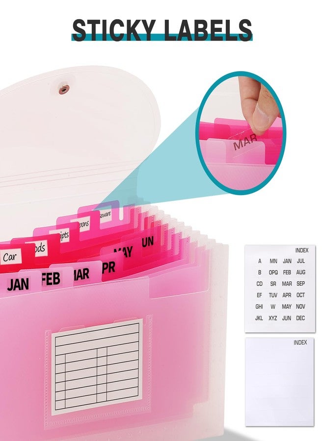 H4D Small Expanding File Folder Accordion File Organizer Wallet Case for Coupon Receipt Storage, Pink - Image 3