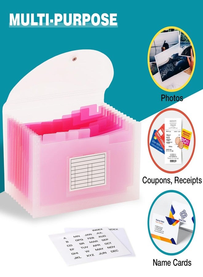 H4D Small Expanding File Folder Accordion File Organizer Wallet Case for Coupon Receipt Storage, Pink - Image 4