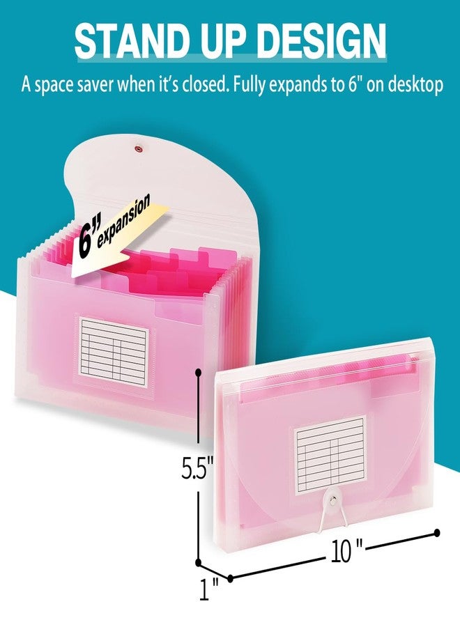 H4D Small Expanding File Folder Accordion File Organizer Wallet Case for Coupon Receipt Storage, Pink - Image 2