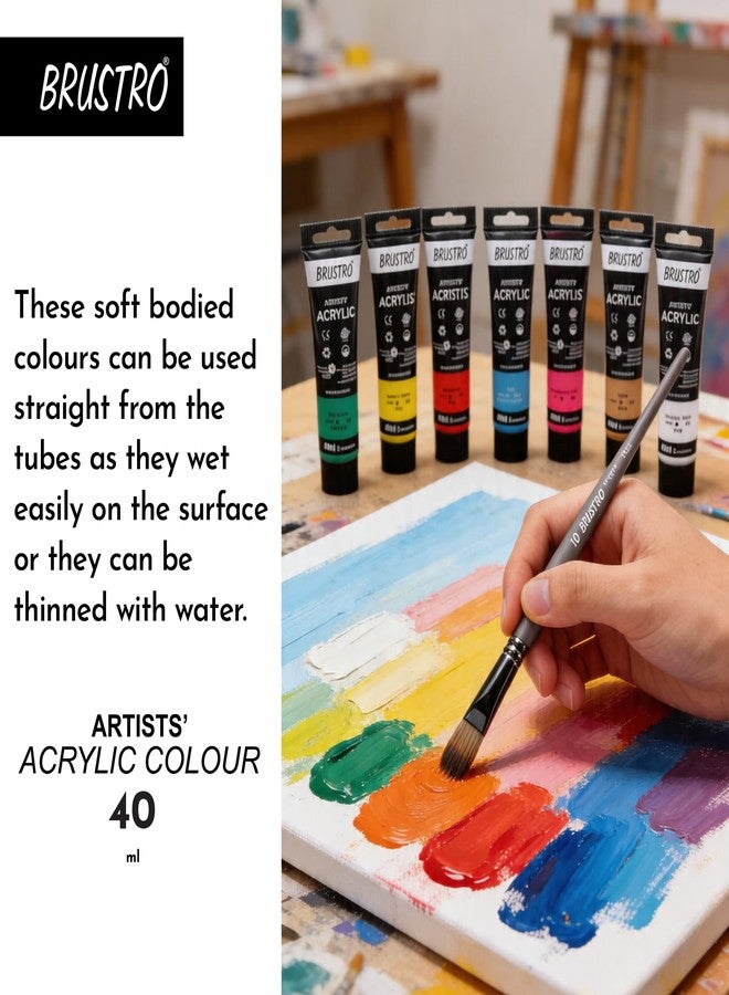 BRUSTRO Artists Acrylic Paint Tube | 40ml, Gold (Pack of 2)|Non-Toxic, Water Based, Inter Mixable, Ideal for Painting, Textured Effects on Canvas, Paper, Fine Art Student and Professionals - Image 5