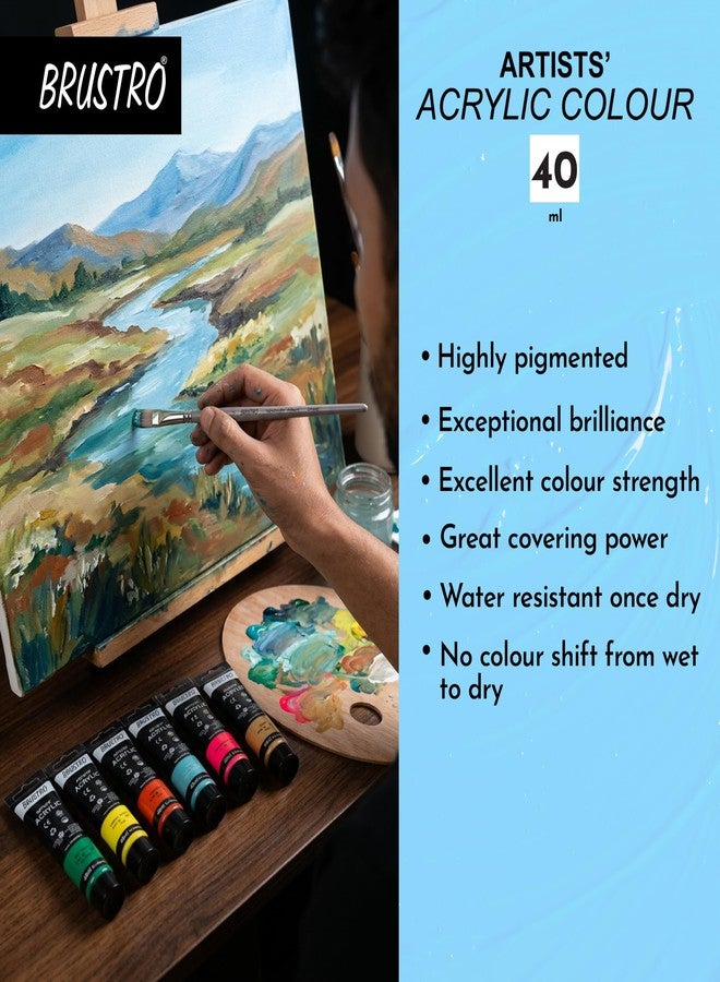 BRUSTRO Artists Acrylic Paint Tube | 40ml, Gold (Pack of 2)|Non-Toxic, Water Based, Inter Mixable, Ideal for Painting, Textured Effects on Canvas, Paper, Fine Art Student and Professionals - Image 4