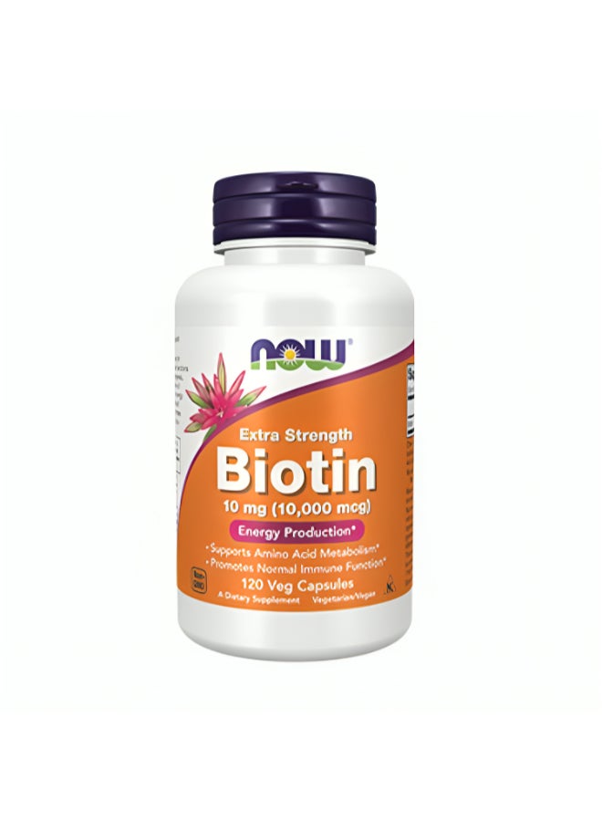 ناو فودز مكمل غذائي بيوتين من ناو فودز بقوة إضافية عيار 10 ملجم (10.000 مكجم) من 120 كبسولة نباتية - Image 1