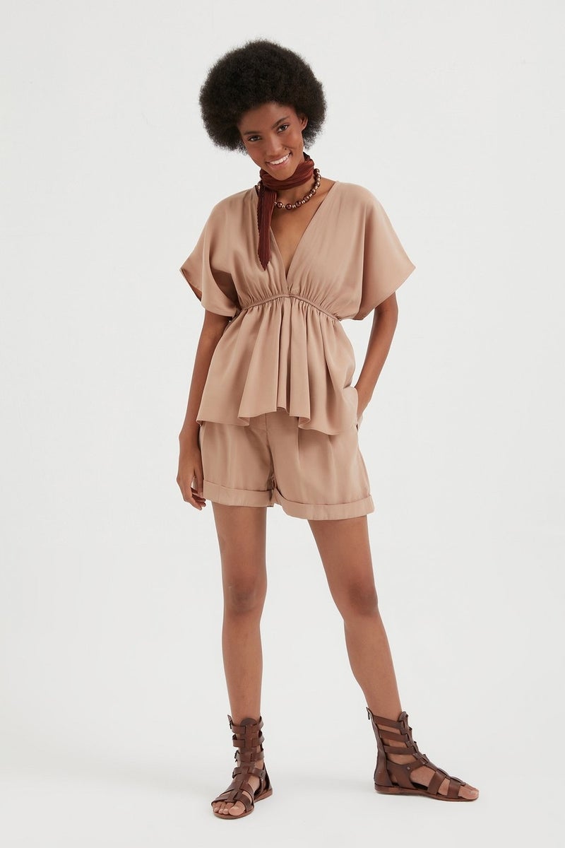 Açelya Okcu Azalea Okcu Tencel Belted Shorts  - Image 2