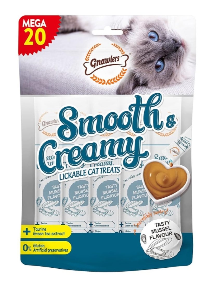 Gnawlers - Gnawlers Smooth & Creamy Lickable Cat Treats (20pcsx15g) - Mussel - Image 1
