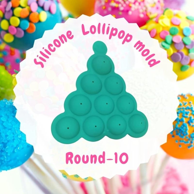 MoldBerry 10 Cavity Round Silicone Lollipop Mold Blue 10 Pieces Includes 2 Parts Ice Tray Chocolate Mould Cake Mould - Image 4