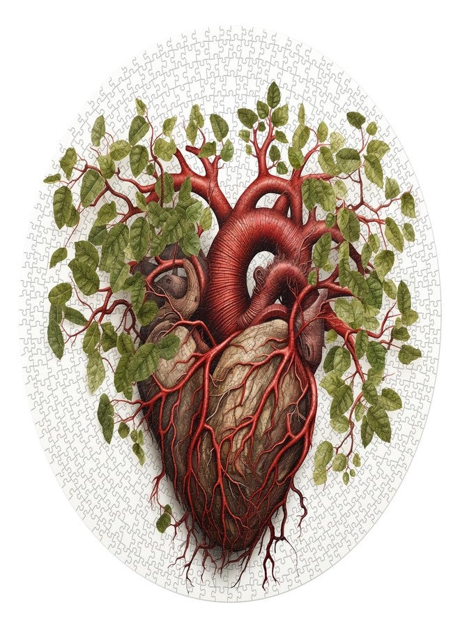 PPuzzling Tree of Life Puzzles 1000 Pieces for Adults, Nature Heart Challenging Jigsaw Puzzles, Hard Round Plant Puzzle as Home Decor - Image 2