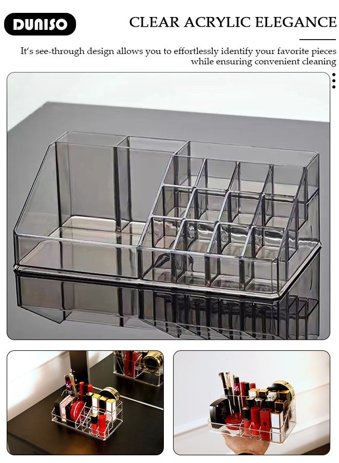 DUNISO Clear Acrylic Makeup Organizer, Makeup Cosmetic Acrylic Organizer Display Cosmetic Storage for Cosmetics, Makeup Brushes, Lipsticks - Image 2