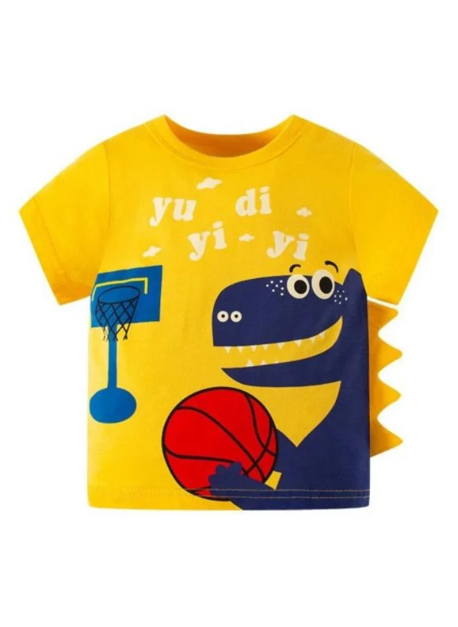 YUNIQEE Yellow Printed Short Sleeve Crew Neck T-Shirt