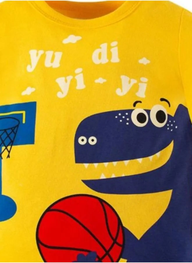 YUNIQEE Yellow Printed Short Sleeve Crew Neck T-Shirt