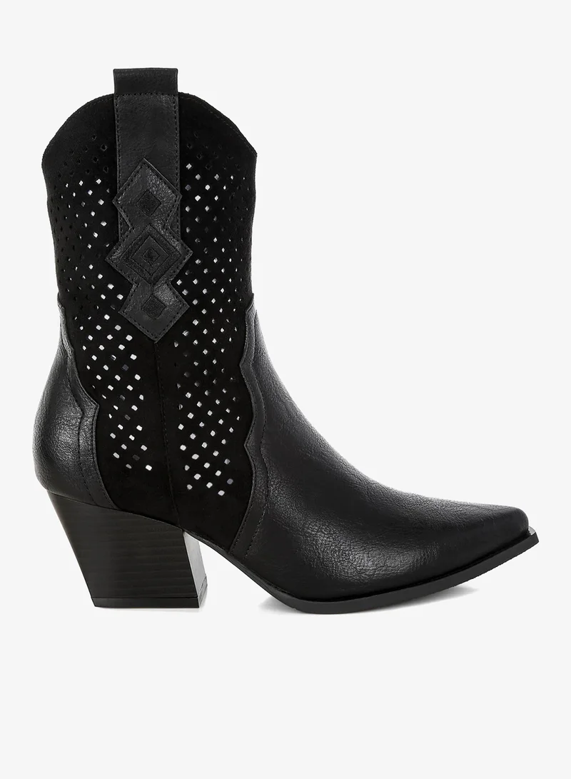 London Rag London Rag Women's Woven Cowboy Boots in Black