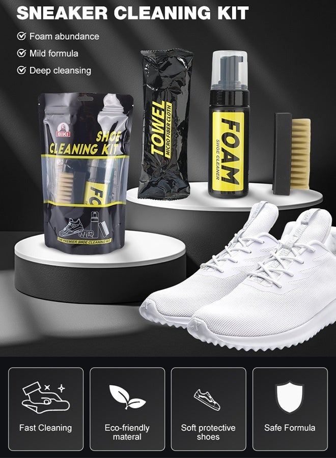Biki Shoe Cleaner Kit, Shoe Cleaner Kit For Sneaker, Water-Free Foam Sneaker Cleaner 5.3Oz With Shoe Brush And Microfiber Clothing Towel, Premium Sneaker Cleaning Travel Kit Work On Most Shoes - Image 2