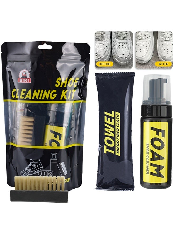 Biki Shoe Cleaner Kit, Shoe Cleaner Kit For Sneaker, Water-Free Foam Sneaker Cleaner 5.3Oz With Shoe Brush And Microfiber Clothing Towel, Premium Sneaker Cleaning Travel Kit Work On Most Shoes - Image 1