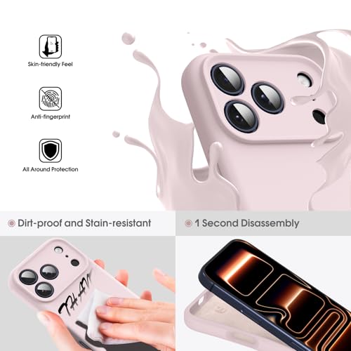 Supdeal Liquid Silicone Case for iPhone 17 Pro - [Camera All-Round Protection] [Soft Microfiber Lining Anti-Scratch] 4 Layer Full Covered Shockproof Gel Rubber Phone Case Cover, 6.3", Pink - Image 3