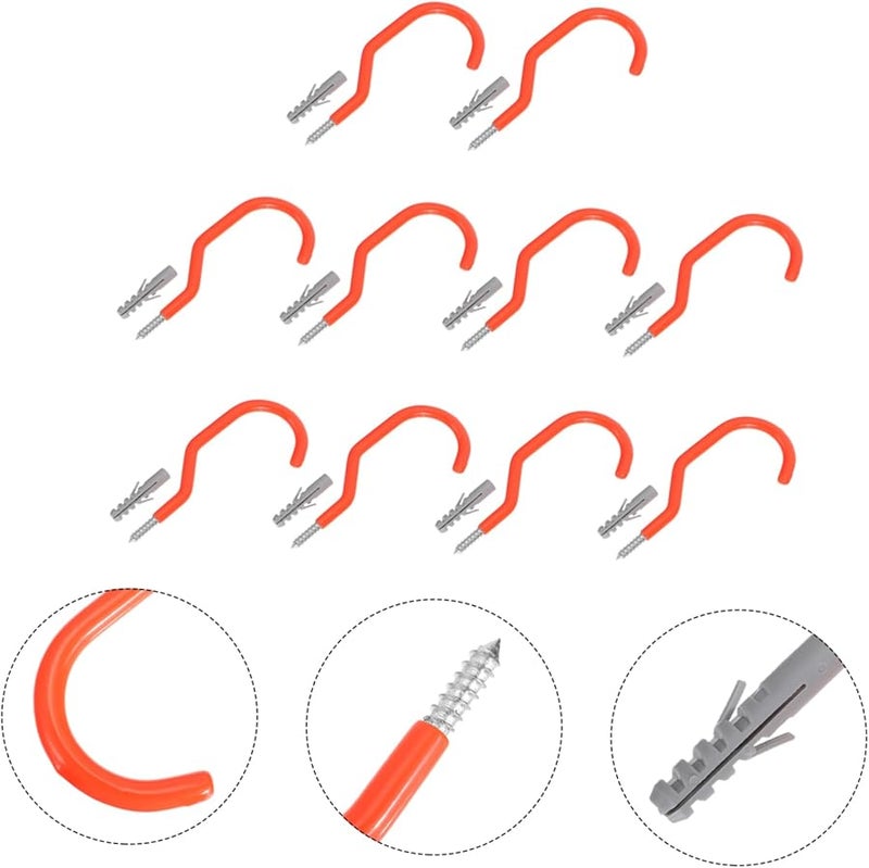 Heavy Duty Bike Wall Hangers 10 Pack with Expansion Screws for Garage Storage - Image 3