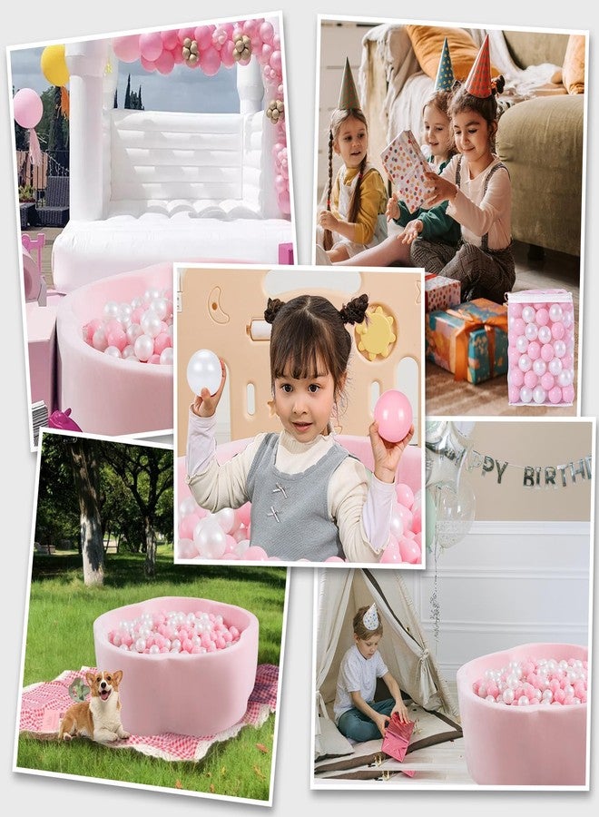 Heopeis Ball Pit Balls Crawl Balls Crush Proof Plastic Ball for Infant Ball Pit Children's Toy Balls Pearl Ocean Balls, 2.2inches,100Pcs (Pink/Pearl White) - Image 5