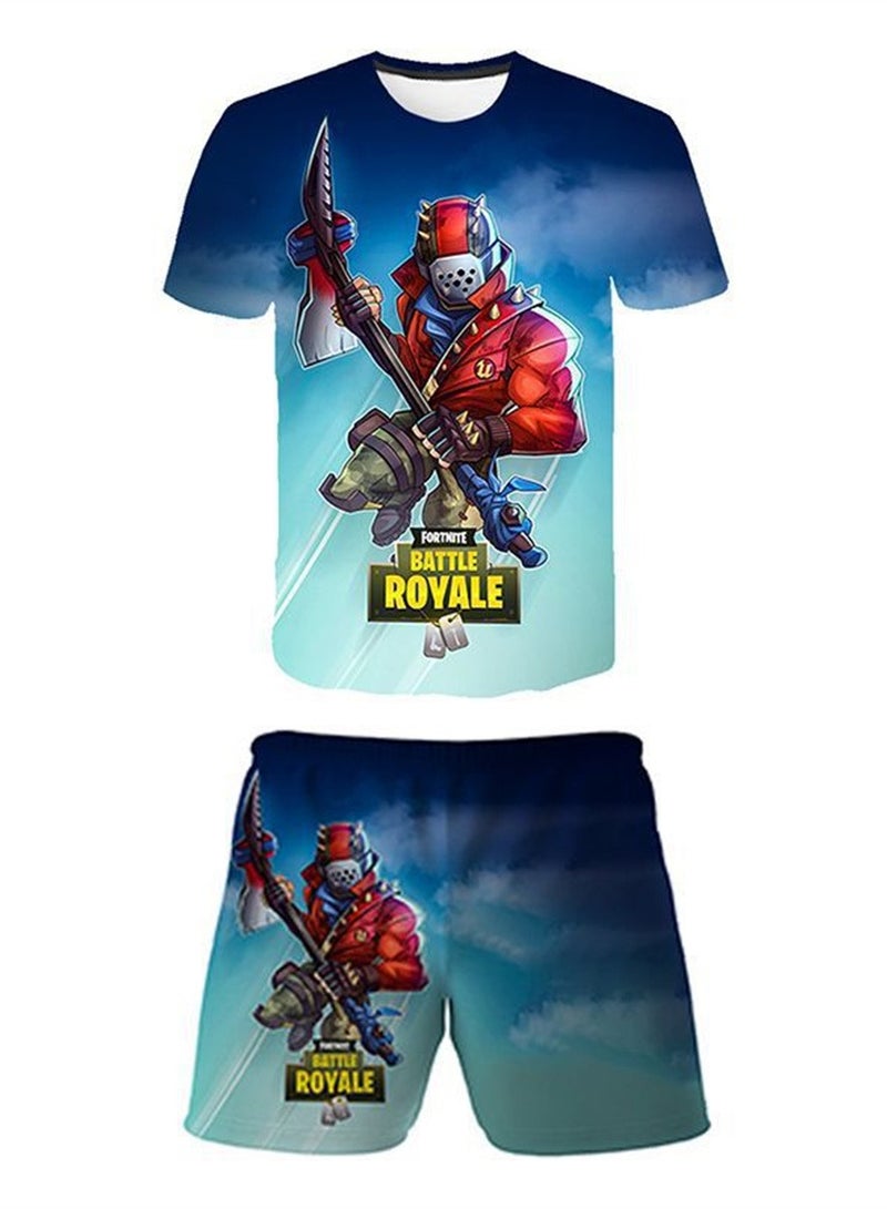 مجموعة Game Fortnite مجموعة شورت تي شيرت للأطفال بطباعة رقمية ثلاثية الأبعاد قابلة للتنفس - Image 1