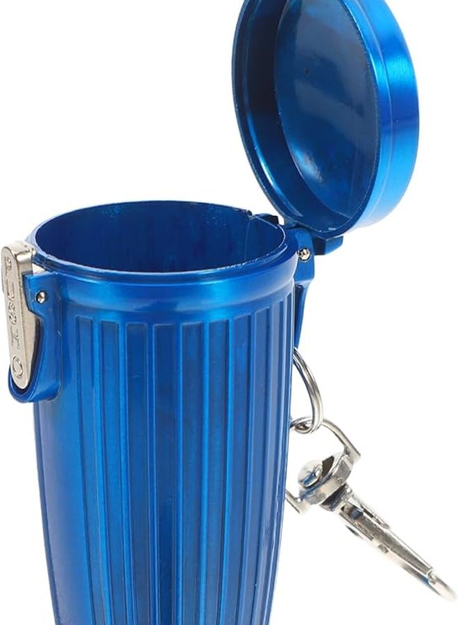 Portable Mini Travel Ashtray with Lid Windproof Odor Containment for Outdoor Car Use Blue - Image 1