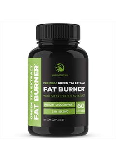 Green Tea Weight Loss Pills with Green Coffee Bean Extract | Belly Fat Burner, Metabolism Booster, & Appetite Suppressant for Women & Men | 45% EGCG | Vegan, Gluten-Free Supplement | 60 Capsules