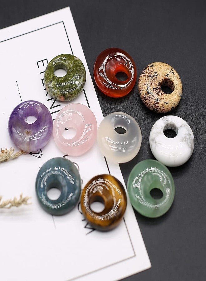 Zotoone Wholesale10PC Amethyst Rose Quartz Agate Natural Stone Big Hole Bead Pendant For Jewelry MakingDIY Necklace Accessory Gift Party - Image 4
