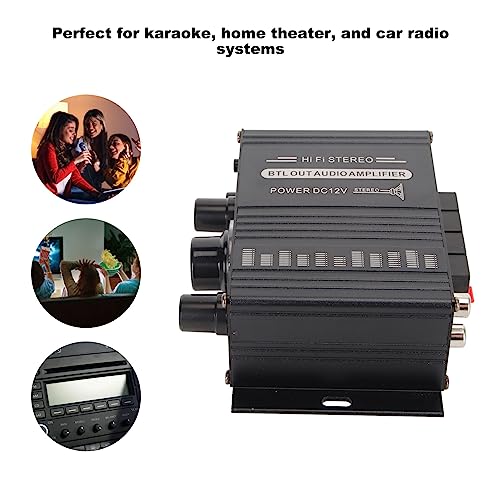 Bewinner Power Amplifier, AK-160BT Bluetooth 5.0 Stereo Audio, 2 Channel Amplifier Receiver 20W x 2, 12V Mini Home Power Amplifier Universal for Car Home Bar Party - Image 3
