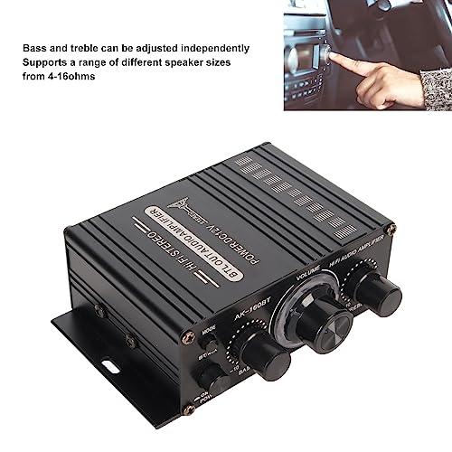 Bewinner Power Amplifier, AK-160BT Bluetooth 5.0 Stereo Audio, 2 Channel Amplifier Receiver 20W x 2, 12V Mini Home Power Amplifier Universal for Car Home Bar Party - Image 4