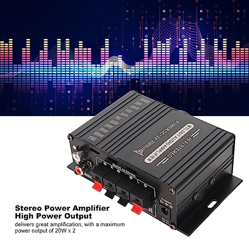Bewinner Power Amplifier, AK-160BT Bluetooth 5.0 Stereo Audio, 2 Channel Amplifier Receiver 20W x 2, 12V Mini Home Power Amplifier Universal for Car Home Bar Party - Image 2